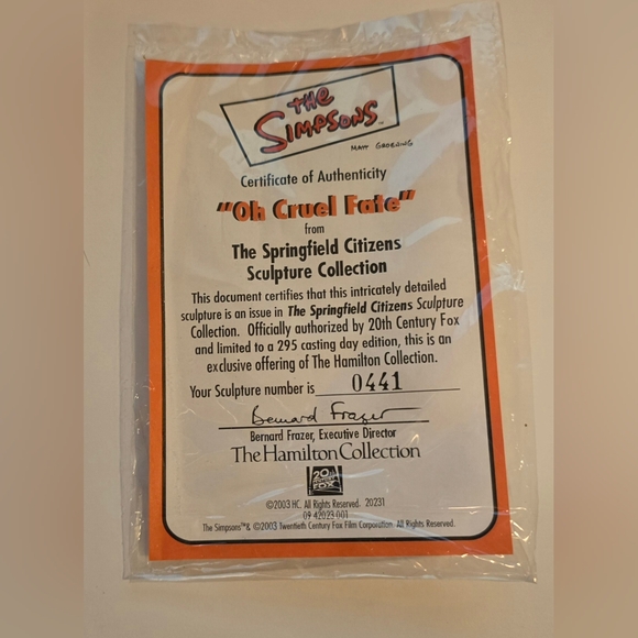 Homer Simpson Oh Cruel Fate Springfield Sculpture Collection 441 Hamilton Fox - Picture 5 of 5